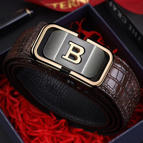 Men's Leather Automatic Buckle Belt (Black & Brown)