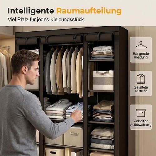 Portable Non-Woven Fabric Wardrobe – Easy Assembly, Steel Frame