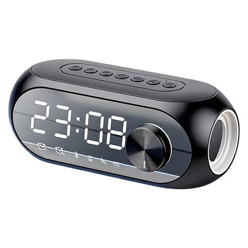 Multi‑Functional Portable Bluetooth Wireless Speaker‑ S8 Mirror Digital Alarm Clock Speaker, 360° Surround Sound Bedside Speaker with Dual Alarm & HD Mirror Display