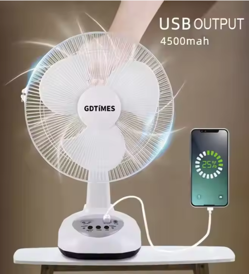 New 12-inch Multi-functional Portable Solar-powered Charging Fan Portable Home Outdoor Desktop Fan Set with LED Lamp Lighting