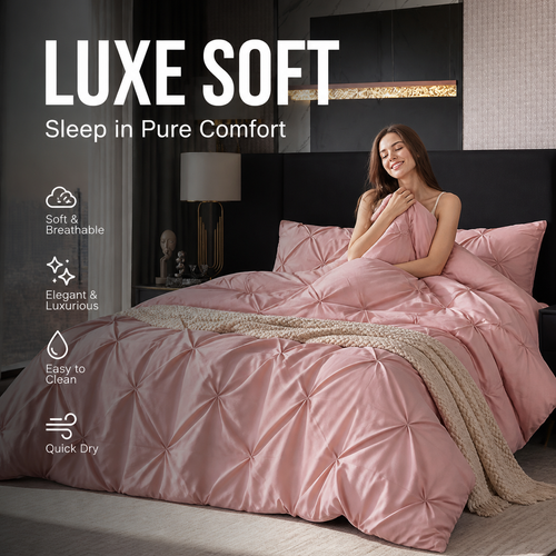 Embroidered pillowcase and duvet cover 3-piece set