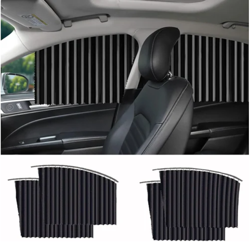 🔥Universal 4 Pcs Car Sunshade Sun UV Protection Magnetic Track Privacy Curtain Car Side Window Sun Shade