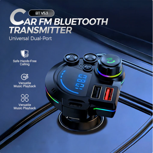 🚗 Universal Dual-Port Car FM Bluetooth Transmitter – Wireless Music, Hands-Free Calling & Dual USB Charger 🔌