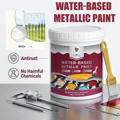 🔥HOT SALE🔥Rust Converter Metallic Paint – One coat stops rust, no sanding, no fumes. Dries to a sleek metal finish. Perfect for garden tools & gates. 🔨🛡️