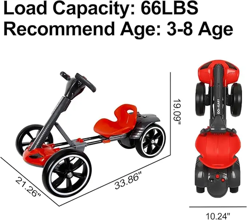 Electric Go Kart for Kids Ages 3-6, Red Sports & Outdoor Racing Recreation Equipment, Ideal Gift for Boys & Girls