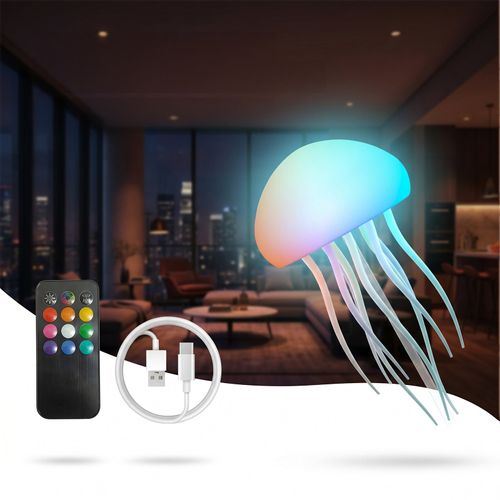 Floating jellyfish lamp– Rechargeable, Cordless & 16-Color Changing Night Light with Touch and Motion Sensor