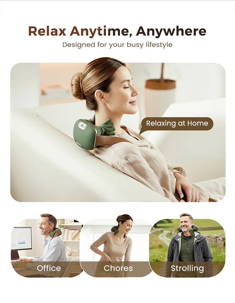 💆‍♂️✨ Portable Neck Massager – Shiatsu Kneading, 3D Deep Relief & Wireless Use 🔋