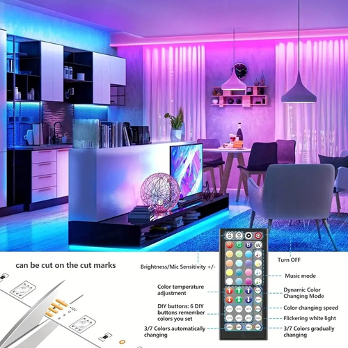 Smart LED Light Strip - Color Changing, Music Sync, RGB, 24V