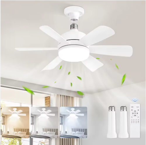 Screw-type lamp holder fan household silent fan chandelier easy to install remote control ceiling fan light electric fan light fan light