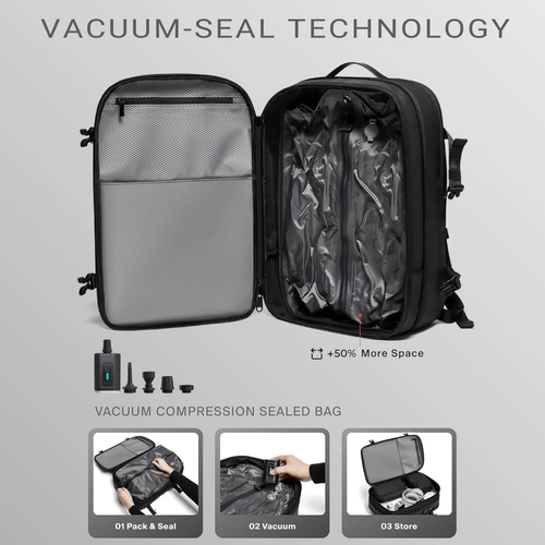 60L Carry on Vacuum Compression Travel Expandable Backpack