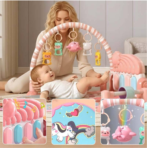 🎵children's musical piano mat🎁  Baby Fitness Stand Music Pedal Piano Toy Crawling Grabbing Hand Eye Coordination Training Piano Game Mat