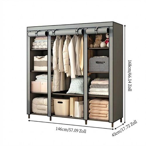Portable Non-Woven Fabric Wardrobe – Easy Assembly, Steel Frame