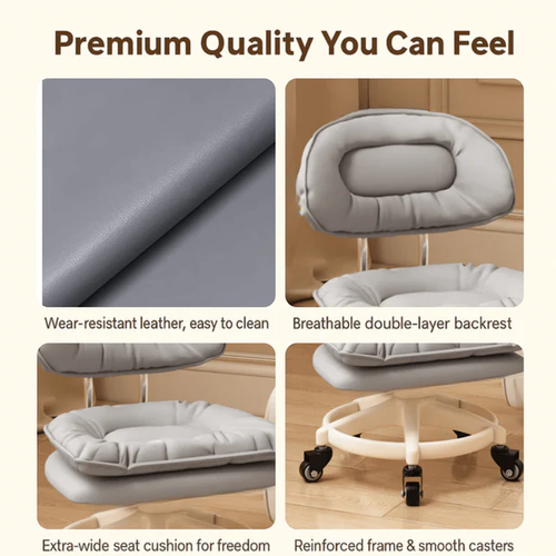 PU Leather Multi-Purpose Soft Padded Stool with 360 Rotation