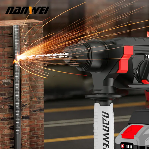 SDS-Plus Rotary HammerDrill, 4 Functions in One Knob, Safety Clutch, 6 Speeds,  adjustment Includes drill bit and 2 batteries, etc.