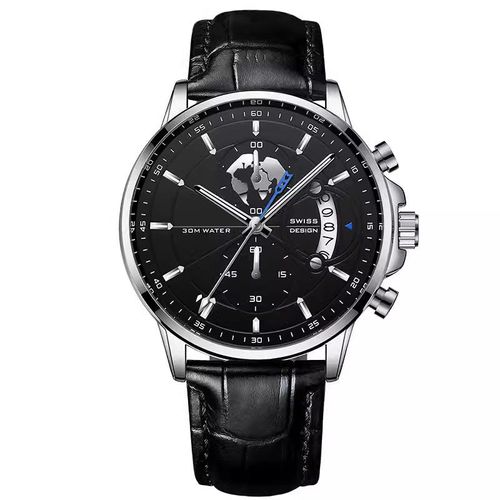 Men's watch with globe motif in maritime style