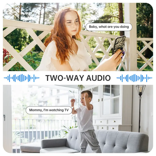 WiFi Camera with Motion Detection and Two-Way Audio for Home Security - Wireless, Automatic Cable Monitoring Phone
