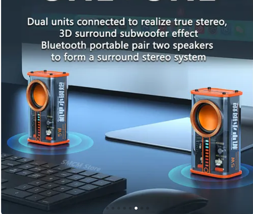 🔥Transparent Wireless bluetooth Speaker Portable Subwoofer Tws Series Audio Loudspeaker