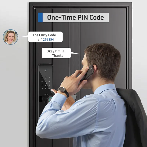 Keyless Entry Smart Fingerprint Door Lock with App, Remote Unlocking, Biometric Fingerprint, with Numeric Keypad, IC Card, Virtual Password, with Wide Angle Camera, Suitable for Office, Hotel, Home Easy Installation