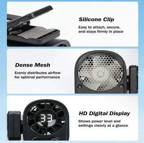 USB Clip-On Car Fan with LED Display