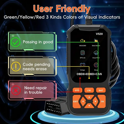 Professional OBD Fault Code Reader for Auto Repair, Car Engine Malfunction Indicator Light Detector, Real-Time Data Stream