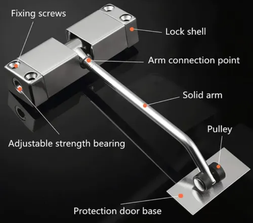 Silent Spring Loaded Door Closer, Stainless Steel Adjustable Automatic Door Closer
