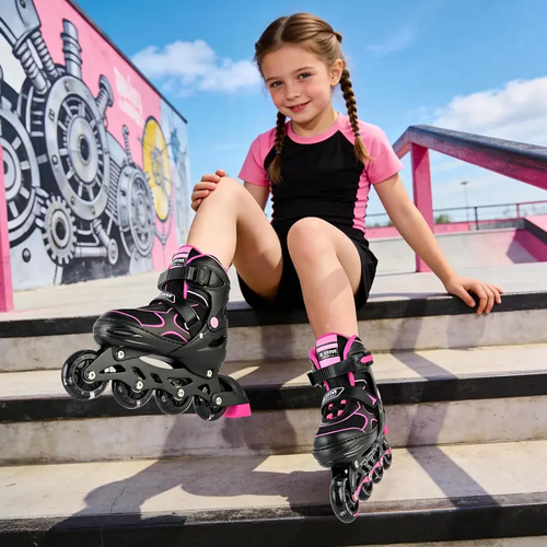 2PM SPORTS Torinx Green Boys Adjustable Inline Skates, Fun Beginner Roller Skates for Kids, Youth, Girls, Men and Women