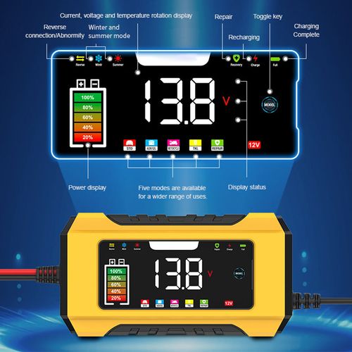 12V 6A Smart Car Battery Charger with LCD Display