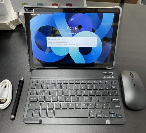 10.1-inch Android tablet complete set, equipped with 8GB + 128GB large-capacity storage, Bluetooth keyboard, mouse, stylus and protective case.