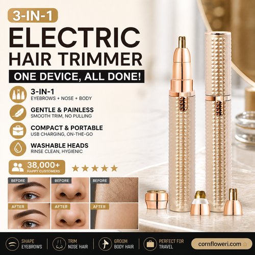 Portable Electric Eyebrow Trimmer – Interchangeable Heads