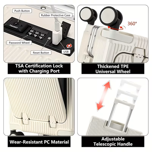 🔥✈️💻1 front-opening 20-inch carry-on suitcase