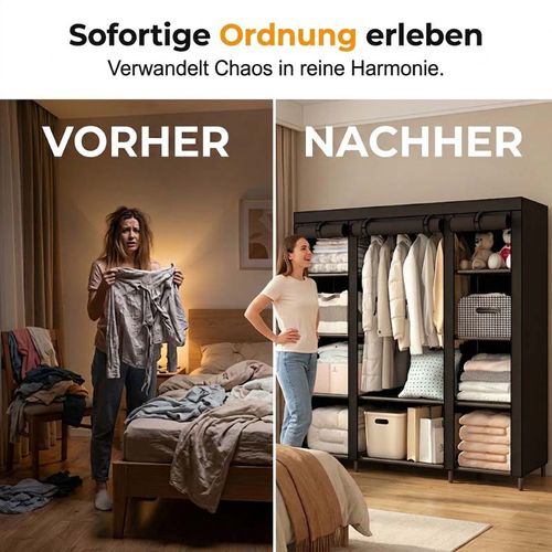 Portable Non-Woven Fabric Wardrobe – Easy Assembly, Steel Frame