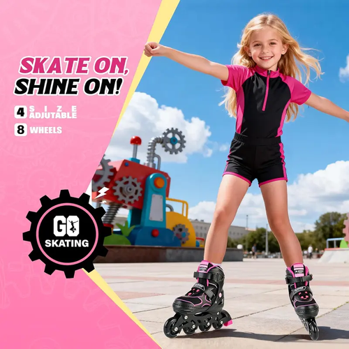 2PM SPORTS Torinx Green Boys Adjustable Inline Skates, Fun Beginner Roller Skates for Kids, Youth, Girls, Men and Women