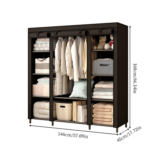 Portable Non-Woven Fabric Wardrobe – Easy Assembly, Steel Frame