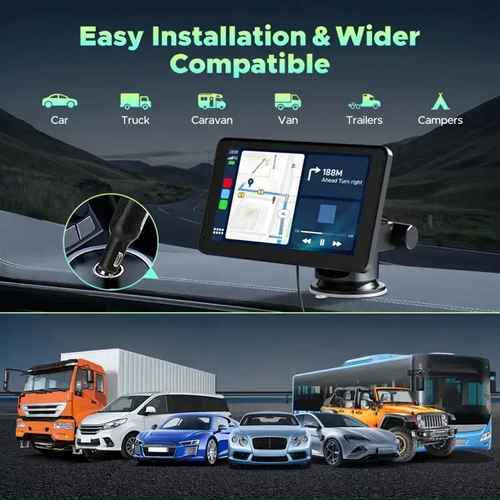 7inch Rearview Mirror Carplay Android Auto Wireless Projection Screen Backup Camera with 4K Resolution Car Reversing Aid Monitor