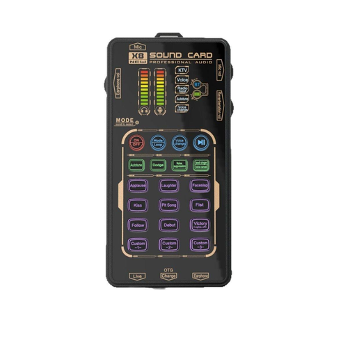 ✨🎤 Portable Handheld Live Sound Card (Voice Changer): Multifunctional Effects + Noise Cancellation – Stream from Anywhere!