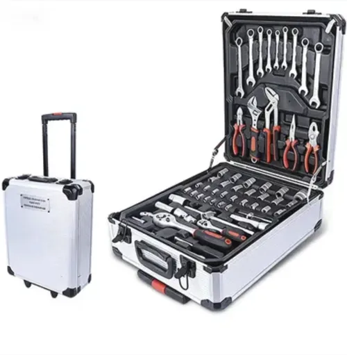 All-in-one professional tool box for auto repair and maintenance: 187 pieces of carbon steel auto repair machine repair aluminum pull rod case socket wrench set of hardware tools combination kit