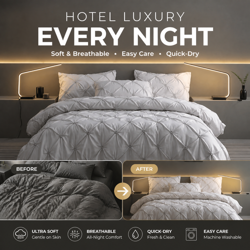 Embroidered pillowcase and duvet cover 3-piece set