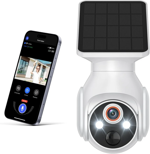 1080p Security Cameras Wireless Outdoor with Solar Panel, with 360° Viewing, Color Night Vision, Al Human Detection, Two-Way Talk, Ip65 Waterproof, Cloud Storage, 2.4GHz WiFi