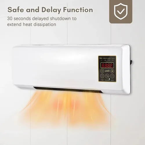 Wall-mounted air conditioner with both cooling and heating modes.