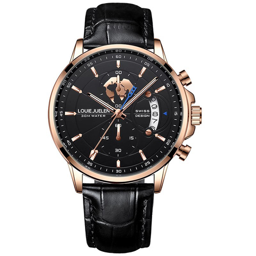 Men's watch with globe motif in maritime style