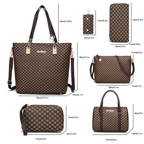 👜 6-Piece Bag Set ✨ Premium PU Leather · Classic, Durable, and Easy to Clean🎒