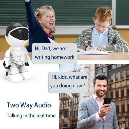 WiFi Camera with Motion Detection and Two-Way Audio for Home Security - Wireless, Automatic Cable Monitoring Phone
