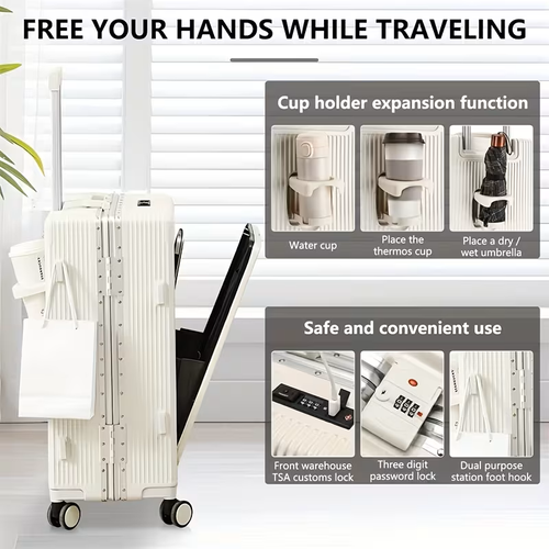 🔥✈️💻1 front-opening 20-inch carry-on suitcase