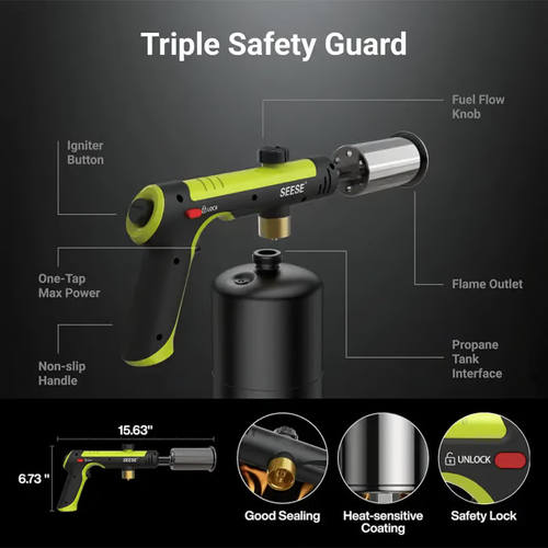Powerful Propane Torch - 2732°F High Temp Flame