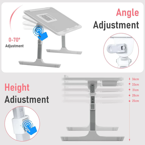 Premium Foldable Bed Table Adjustable Height Multifunction Table with Light