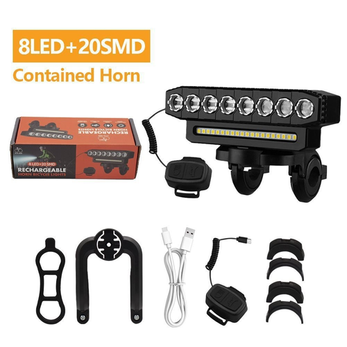 Rechargeable 28-LED Bicycle Headlight with Horn