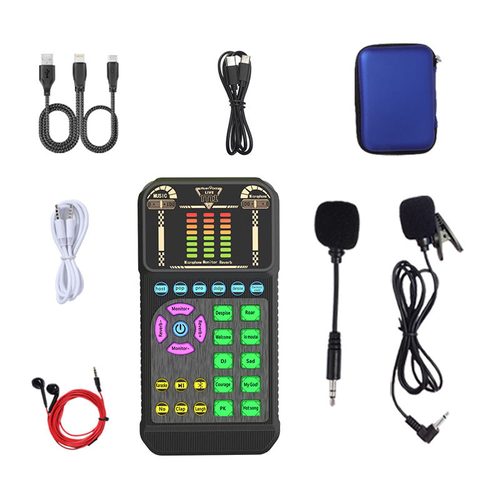 ✨🎤 Portable Handheld Live Sound Card (Voice Changer): Multifunctional Effects + Noise Cancellation – Stream from Anywhere!