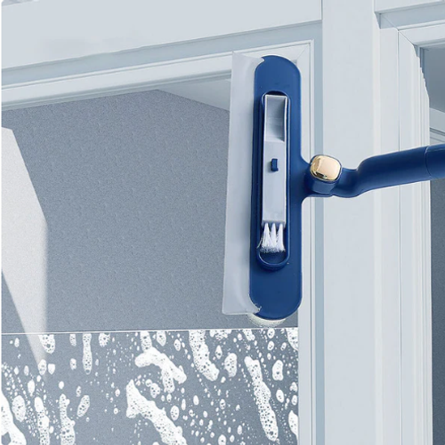High-rise Glass Window Wiper Squeegee Scraper with Gap Cleaning Brush Extension Poles Handle Window Squeegee
