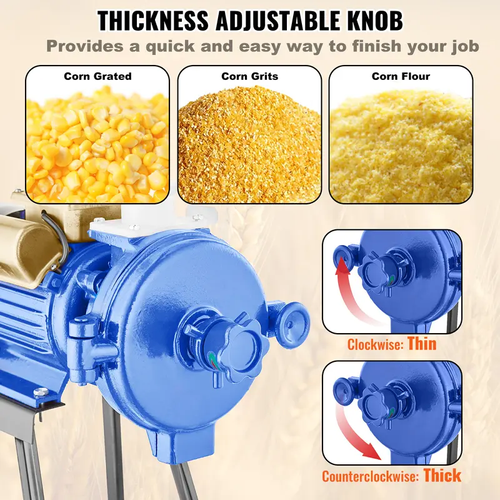 Electric Grain Mill Grinder 3000W Spice GrindersCommercial Corn Mill with FunnelThickness Adjustable Powder MachineHeavy Duty Feed Flour Cereal Mill Wheat GrindersDry Grinder
