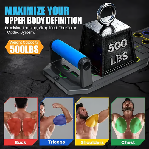 Enhanced Push-up Board Fitness Kit with 30 Holes-Portable Home Exercise Equipment